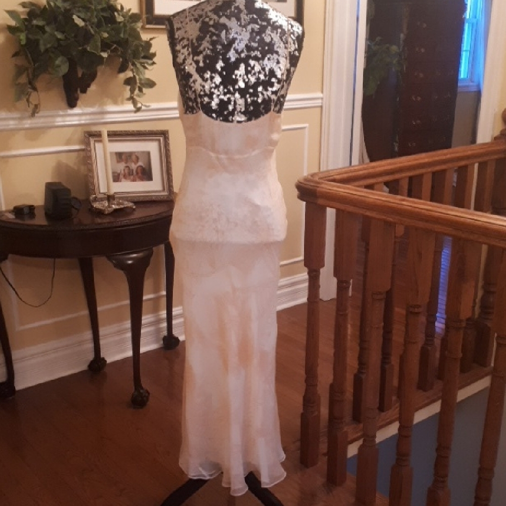 Elegant Cream Silk Evening Gown - Picture 8 of 11